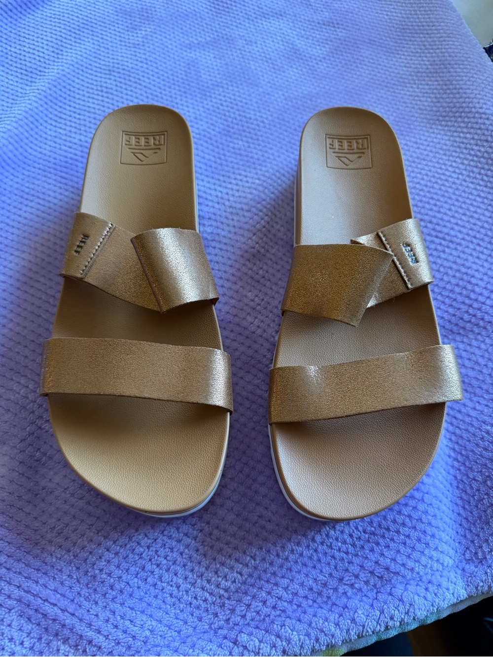 Reef womens Bronze Double-Strap Slide Sandals size 11 NWOT